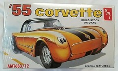 1955 CORVETTE BUILD STOCK OR DRAG MODEL KIT 1/25 SCALE AMT-683/12 NEW AND SEAL