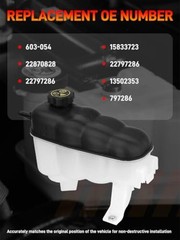 603-054 Engine Coolant Expansion Reservoir Tank with Cap Plastic Whinte