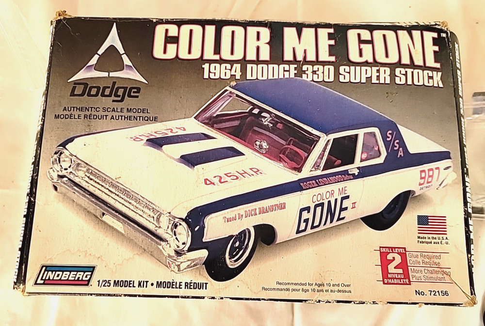 Lindberg Color Me Gone 1964 Dodge 330 Super Sport 1:25 Model Kit Car OPEN BOX