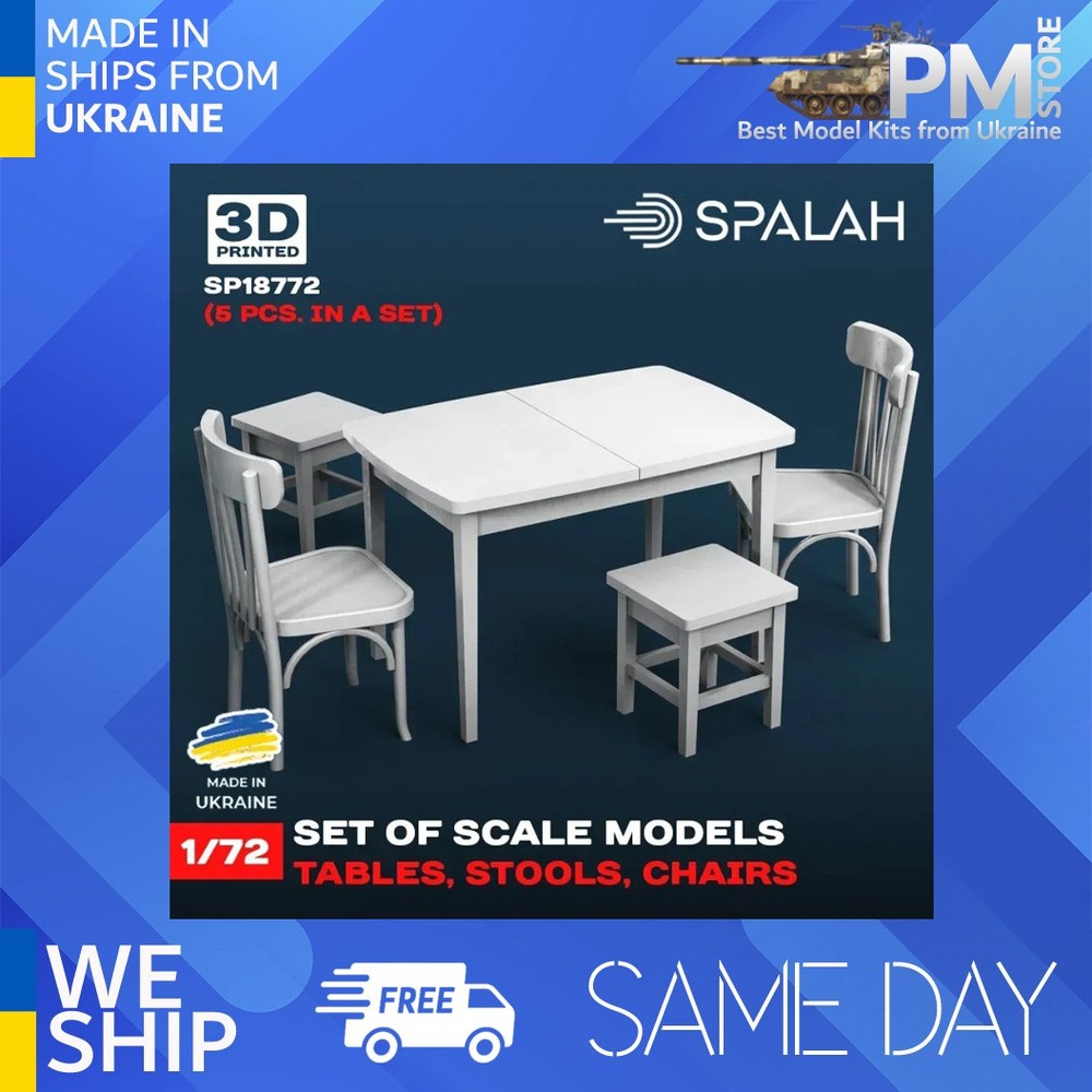 Spalah 18772 1/72 Set of scale models “Table with stools and chairs”, (5 pcs.)