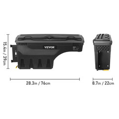 28 In. ABS Truck Bed Storage Box 6.6 Gal. Driver Side Truck Tool Box for Silvera