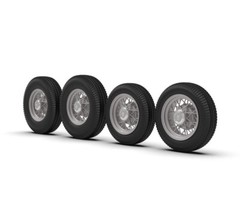 1:25 Wire Wheels (Unpainted) 17″ Big and Little Vintage Tires Chrome V8 Cap