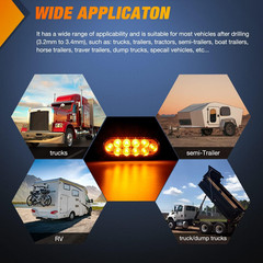 6 Inch Oval Amber LED Trailer Tail Lights 2PCS 10 Leds Waterproof Turn Signalstr
