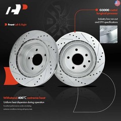A-Premium 12.13 inch (308mm) Rear Drilled and Slotted Disc Brake Rotors +