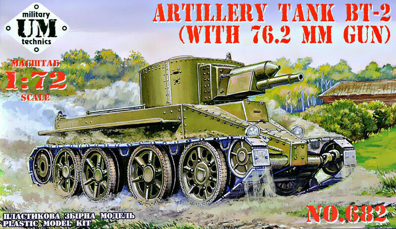 Artillery tank BT-2 with 76.2 mm. tool, plastic model kit scale 1/72 UMT 682