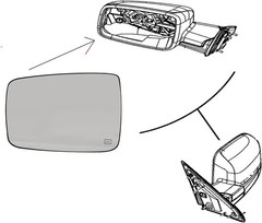 Driver Side Heated Mirror Glass Compatible with 2009-2018 Dodge Ram Pick-Up 1500