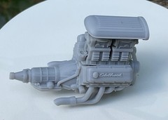 B-Stock 1/24 Pontiac 455 V8 Engine Dual Carb Tunnel Ram TH350 Resin Model Parts