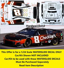 NASCAR DECAL # 8 CHEDDAR’S 2024 CHEVROLET CAMARO KYLE BUSCH 1/24 POWERSLIDE
