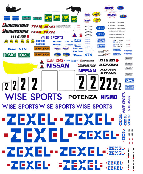 #2 NISSAN GT-R ZEXEL 1995-98 1/25th – 1/24th Scale WATERSLIDE DECALS