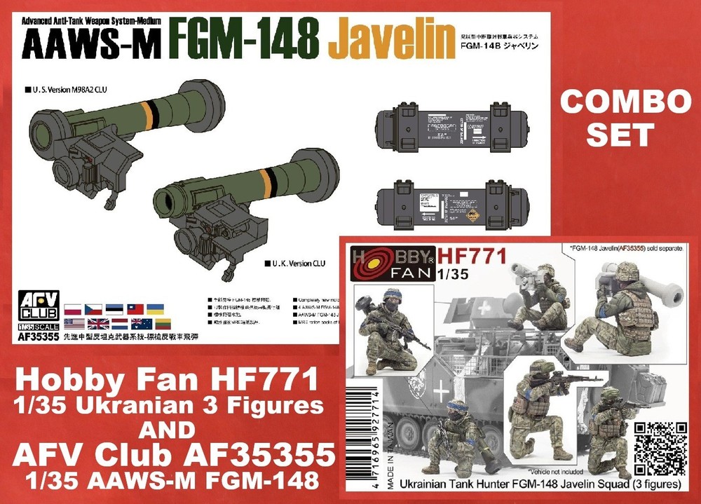 HF771 1/35 Ukranian Hunters (3 Figs) & AFV Club AF35355 FGM-148 Javelin Combo