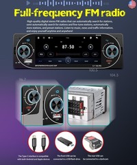 5.1″ Single Din Car Stereo Wireless Apple CarPlay Android Auto, IPS Touchscreen