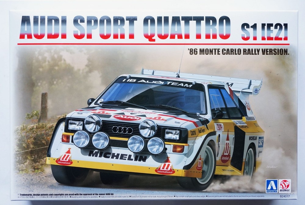 AOSHIMA 1/24 Audi Sports Quattro S1 E2 ’86 Monte Carlo Rally No.21 model kit