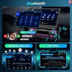 4G+64G Android Car Stereo Single Din with Foldable Touchscreen Wireless