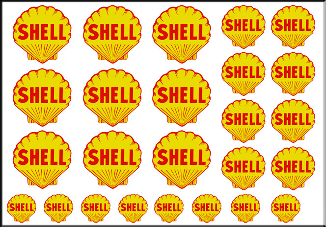 WATERSLIDE 1/2 3/8 1/4 INCH SHELL GAS MINI 25 DECAL SHEET TRUCK DIORAMA MODEL