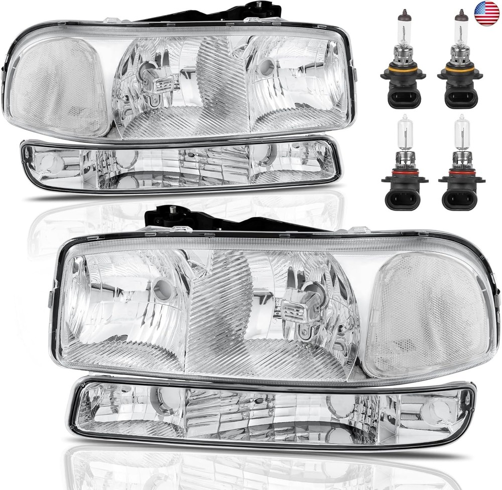 Headlight Assembly Front Lamp Compatible with 1999-2006 GMC Sierra 1500 2500,