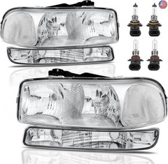 Headlight Assembly Front Lamp Compatible with 1999-2006 GMC Sierra 1500 2500,