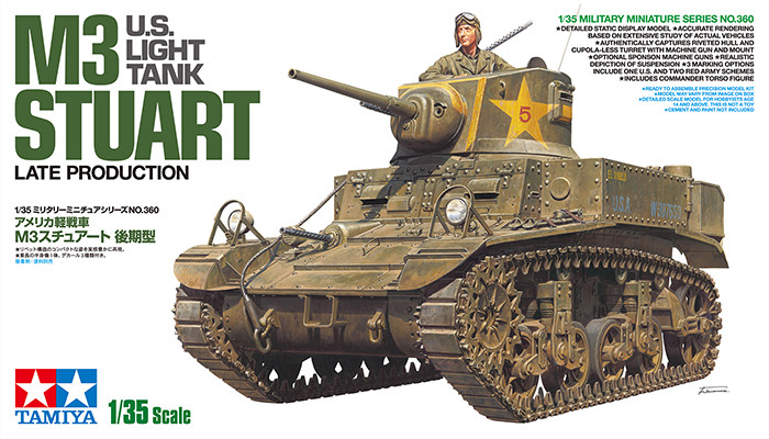 Tamiya 35360 1/35 Scale Model Kit WWII U.S Light Tank M3 Stuart Late Ver.