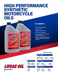 Lucas Oil 10716 High Performance Synthetic Motorcycle Oil Sae 10W-50-1 Quart