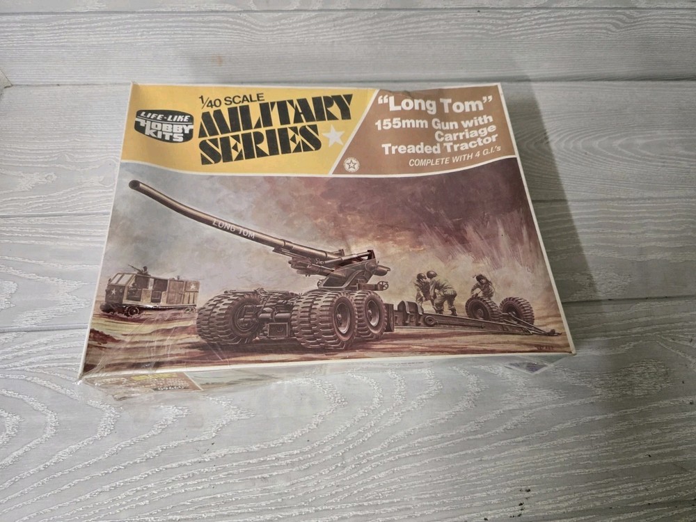 SEALED Life-Like Hobby #09660 1/40 Scale M59 155mm “Long Tom” & M4 Tractor, 1974