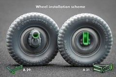 Kubelwagen type 82 Sagged wheel set (3d printed) for Meng 1/35 ScaleX WW 35003S