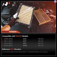 A-Premium 2-PC Engine Air Filter Compatible with Infiniti M35 2009-2010, M37