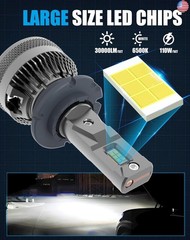 D2H LED Bulbs 110W 30000Lm Super Bright 12V 6500K Cool White Built-in Fan and