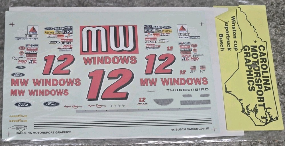 Carolina Motorsport Graphics #12 MW Windows 1996-Michael Waltrip Nascar decal