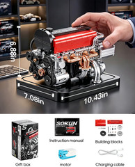 4-Cylinder Engine Model Kit for Adults, 918PCS Mini Working Model with Moving Pi