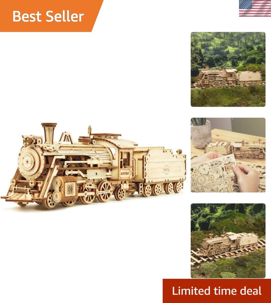 Intricate 3D Wooden Model Car Kit – Educational Puzzle for Adults, 408 Pieces