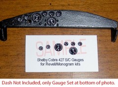 SHELBY COBRA 427 S/C RACING VERSION GAUGE FACES – 1/24 REVELL MONOGRAM —PLS READ