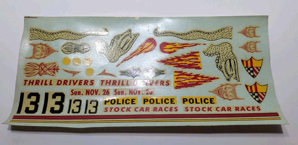 ✨VINTAGE ✨ Hubley | No. 154-156K | 1:24 #13 Thrill Drivers Decals – NOS