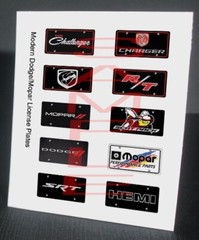 MODERN STYLE DODGE MOPAR miniature LICENSE PLATES for 1/25 scale MODEL CARS