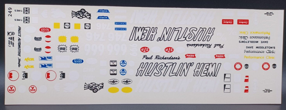 Fred Cady | No. 249 | 1:25 1969 Dodge Dart Hustlin Hemi Decals