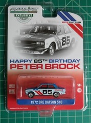 1:64 Greenlight 30341 1972 Datsun 510 #85 BRE Happy 85th Peter Brock Diecast