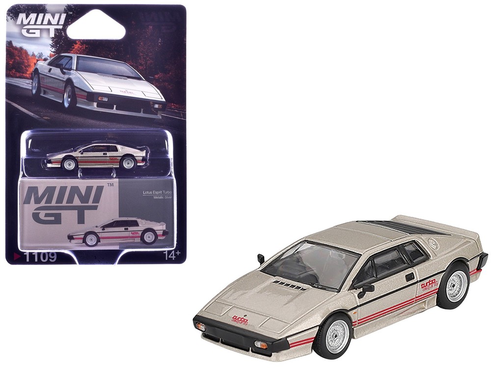 Mini GT MGT01109 1/64 Lotus Esprit Turbo Silver Metallic with Red