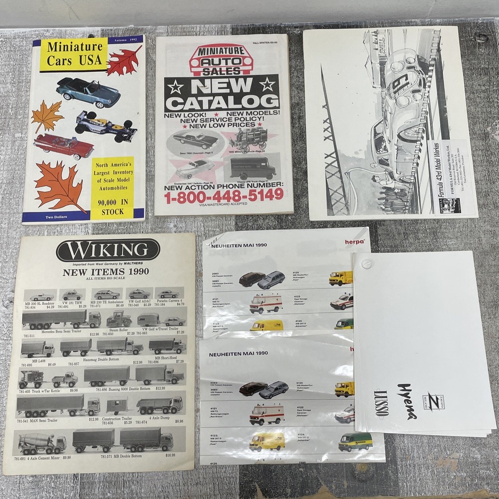 Vintage 1980s-90s Miniature Scale Model Car Automobile Catalog Lot Auto Sales