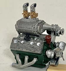 Resin Supercharged Ford Flathead engine for scale model cars, 1/24 1/25 scale.