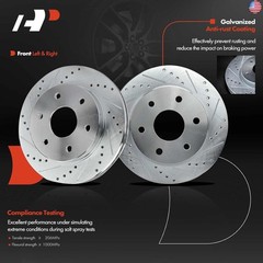 A-Premium 12.00 inch (304.70mm) Front Drilled and Slotted Disc Brake Rotors +