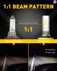AUXITO H11/H8/H16 LED Fog Light Bulbs or DRL, 6000 Lumens 6500K Cool White