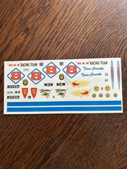 AMT 1962 Chevy Corvette Model Car Kit Orig Decal Sheet ONLY Nice!