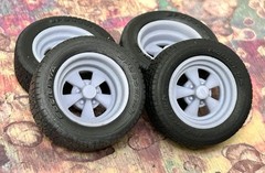 1/24 Scale: 17-inch “Cragar SS” wheels W/ Wide Rear Tires; Resin 1/25