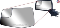 Replacement Driver Left Side Door Mirror Glass Flat Heated with Convex Blind
