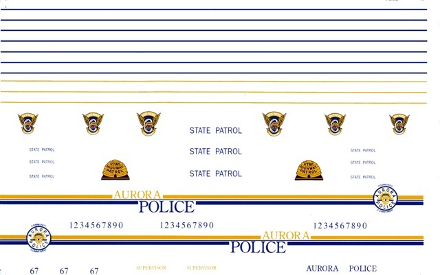 Aurora – Colorado -Utah Police 1/25th – 1/24th Scale Waterslide Decals