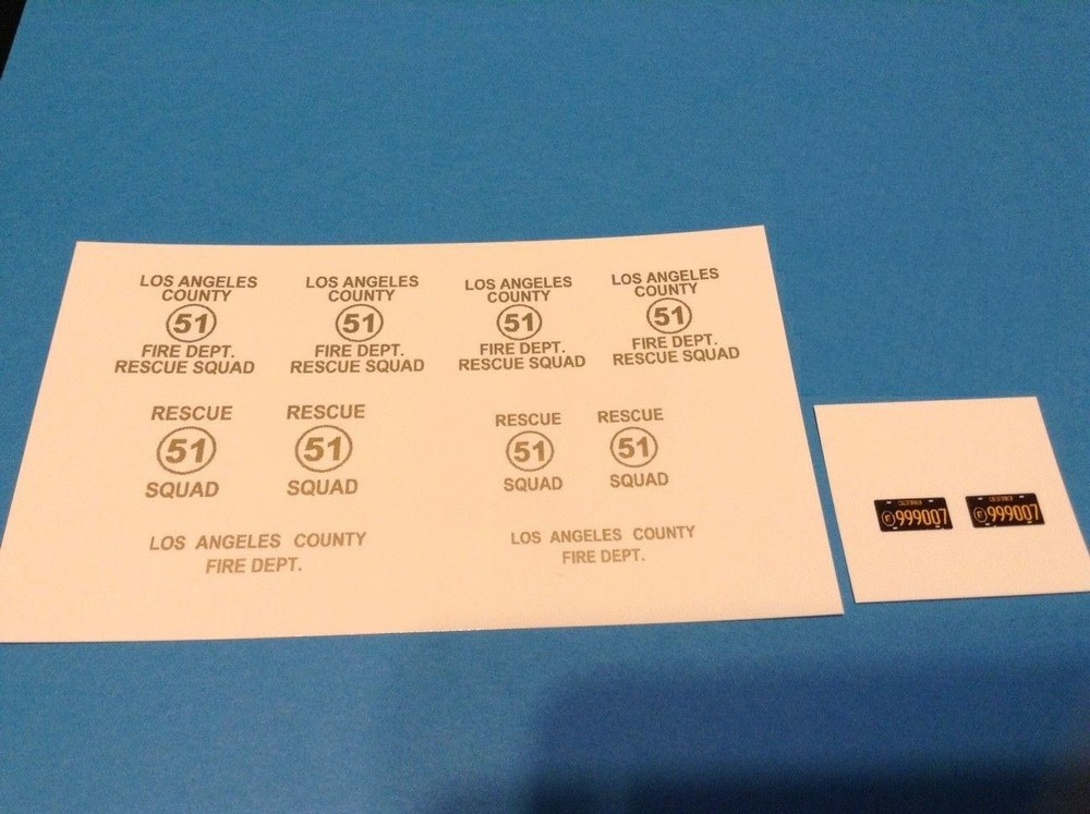 SQUAD 51 – from EMERGENCY – 1/24 – 1/25th Scale Waterslide Decals