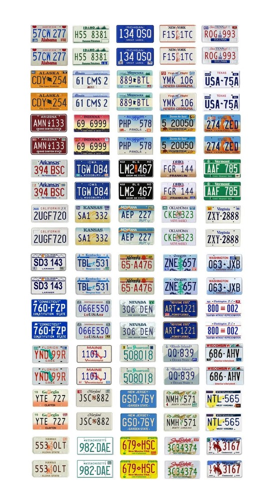 1/24 1/25 scale model car assorted USA 1990s license plates state tags 1:25