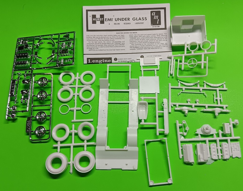 1966 Barracuda Hemi Under Glass 1/25 Frame 426 Engine Hurst Rims Drag Slicks Lot