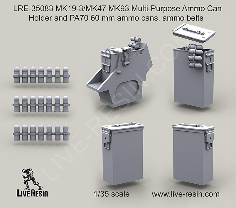 Live Resin 35083 1/35 MK19-3/MK47 MK93 Multi-Purpose Ammo Can Holder
