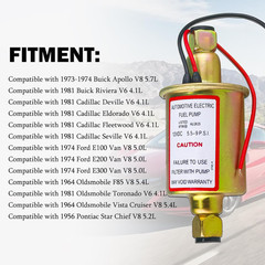 Universal Electric Fuel Pump 5-9 PSI 30GPH 12V DC E8012S Gasoline and Diesel Fue