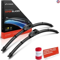 A-Premium Pack of 2 Windshield Wiper Blades with Wear Indicator & Towel –
