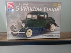 AMT ’34 Ford 5 Window Coupe Model Car Kit 1/25 Scale, sealed parts 1996 Vintage